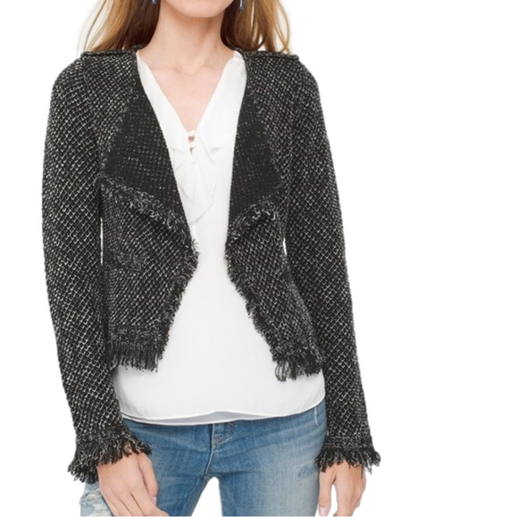 White House Black Market Sweaters - Whbm Tweed Knit Jacket with Fringe Detail Women’s Small